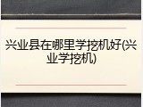 兴业县在哪里学挖机好(兴业学挖机)