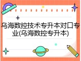 乌海数控技术专升本对口专业(乌海数控专升本)