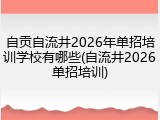 自贡自流井2026年单招培训学校有哪些(自流井2026单招培训)