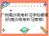 广州南沙高考补习学校哪家好(南沙高考补习推荐)
