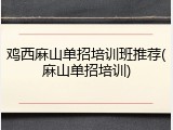 鸡西麻山单招培训班推荐(麻山单招培训)