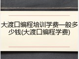 大渡口编程培训学费一般多少钱(大渡口编程学费)
