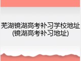 芜湖镜湖高考补习学校地址(镜湖高考补习地址)