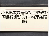 合肥肥东县寒假初三物理补习课程(肥东初三物理寒假班)