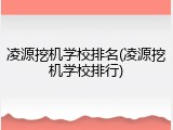 凌源挖机学校排名(凌源挖机学校排行)