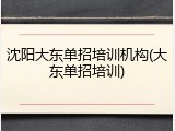 沈阳大东单招培训机构(大东单招培训)