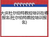 大庆杜尔伯特数控培训在哪报名(杜尔伯特数控培训报名)
