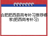 合肥肥西县高考补习推荐哪家(肥西高考补习)