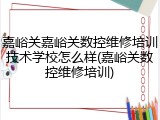 嘉峪关嘉峪关数控维修培训技术学校怎么样(嘉峪关数控维修培训)