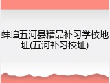 蚌埠五河县精品补习学校地址(五河补习校址)