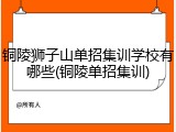 铜陵狮子山单招集训学校有哪些(铜陵单招集训)