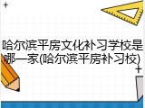 哈尔滨平房文化补习学校是哪一家(哈尔滨平房补习校)