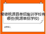 常德桃源县单招集训学校有哪些(桃源单招学校)
