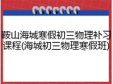 鞍山海城寒假初三物理补习课程(海城初三物理寒假班)
