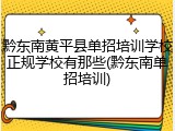黔东南黄平县单招培训学校正规学校有那些(黔东南单招培训)