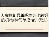 大庆林甸县单招培训比较好的机构(林甸单招培训优选)