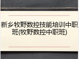新乡牧野数控技能培训中职班(牧野数控中职班)