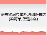 德宏梁河县单招培训班排名(梁河单招班排名)