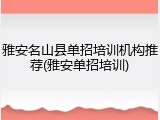 雅安名山县单招培训机构推荐(雅安单招培训)