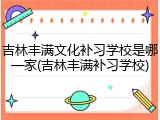 吉林丰满文化补习学校是哪一家(吉林丰满补习学校)