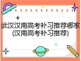 武汉汉南高考补习推荐哪家(汉南高考补习推荐)