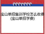 宝山单招集训学校怎么收费(宝山单招学费)