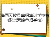 海西天峻县单招集训学校有哪些(天峻单招学校)
