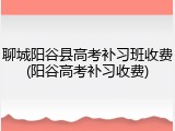 聊城阳谷县高考补习班收费(阳谷高考补习收费)
