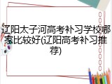 辽阳太子河高考补习学校哪家比较好(辽阳高考补习推荐)