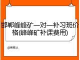邯郸峰峰矿一对一补习班价格(峰峰矿补课费用)