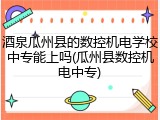 酒泉瓜州县的数控机电学校中专能上吗(瓜州县数控机电中专)