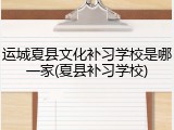 运城夏县文化补习学校是哪一家(夏县补习学校)