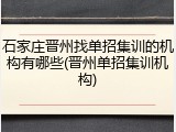 石家庄晋州找单招集训的机构有哪些(晋州单招集训机构)