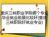 重庆三峡职业学院哪个专业毕业就业前景比较好(重庆三峡职院好就业专业)