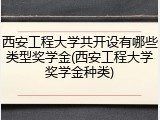 西安工程大学共开设有哪些类型奖学金(西安工程大学奖学金种类)