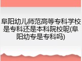 阜阳幼儿师范高等专科学校是专科还是本科院校呢(阜阳幼专是专科吗)