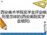 西安美术学院奖学金评定细则是怎样的(西安美院奖学金细则)