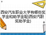西安汽车职业大学有哪些奖学金和助学金呢(西安汽职奖助学金)