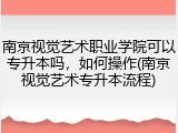 南京视觉艺术职业学院可以专升本吗，如何操作(南京视觉艺术专升本流程)