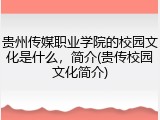 贵州传媒职业学院的校园文化是什么，简介(贵传校园文化简介)