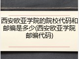 西安欧亚学院的院校代码和邮编是多少(西安欧亚学院邮编代码)