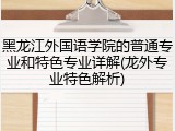黑龙江外国语学院的普通专业和特色专业详解(龙外专业特色解析)