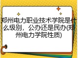 郑州电力职业技术学院是什么级别，公办还是民办(郑州电力学院性质)