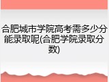 合肥城市学院高考需多少分能录取呢(合肥学院录取分数)