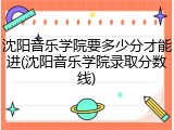 沈阳音乐学院要多少分才能进(沈阳音乐学院录取分数线)