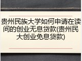 贵州民族大学如何申请在读间的创业无息贷款(贵州民大创业免息贷款)