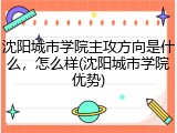 沈阳城市学院主攻方向是什么，怎么样(沈阳城市学院优势)