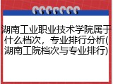 湖南工业职业技术学院属于什么档次，专业排行分析(湖南工院档次与专业排行)