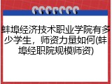 蚌埠经济技术职业学院有多少学生，师资力量如何(蚌埠经职院规模师资)