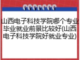 山西电子科技学院哪个专业毕业就业前景比较好(山西电子科技学院好就业专业)